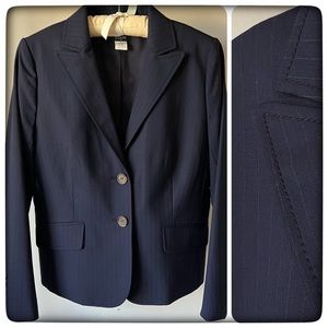 J. CREW Pinstripe Wool Blazer in Navy Blue